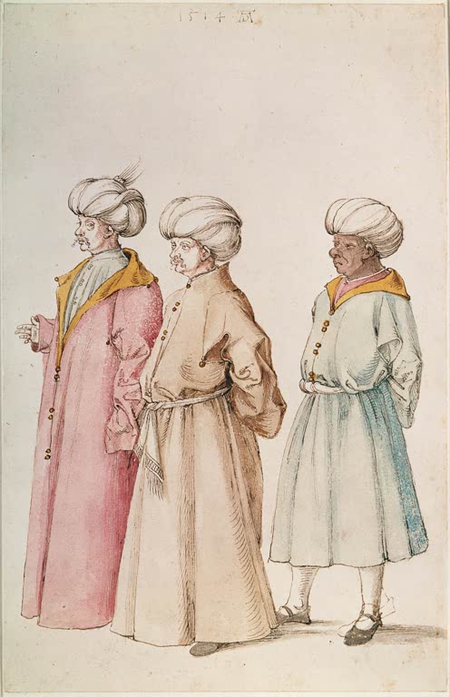 Kunstdruck von „Die drei Orientalen“ von Albrecht Dürer. Ausdrucksstarke Figurenstudie aus der Renaissance mit orientalischen Charakteren, in Deutschland handgefertigt.