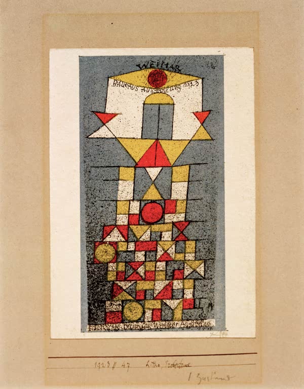 Kunstdruck „Die erhabene Seite“ von Paul Klee, gezeigt bei der Bauhaus-Ausstellung 1923 in Weimar

