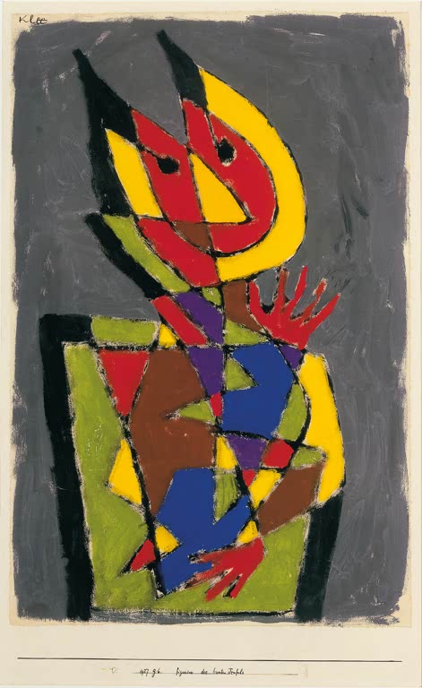 Kunstdruck „Die farbige Teufelsfigur“ von Paul Klee mit einer farbenreichen, abstrahierten Teufelsfigur