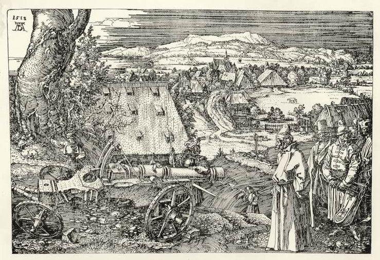 Kunstdruck des Gemäldes „Die große Kanone“ von Albrecht Dürer. Hochwertiger Fine-Art-Druck, in Deutschland per Hand gefertigt, erhältlich auf Leinwand oder als Poster.