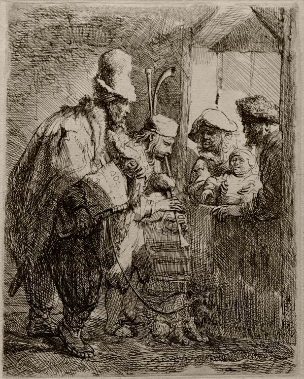 Kunstdruck „Die wandernden Musikanten“ von Rembrandt van Rijn