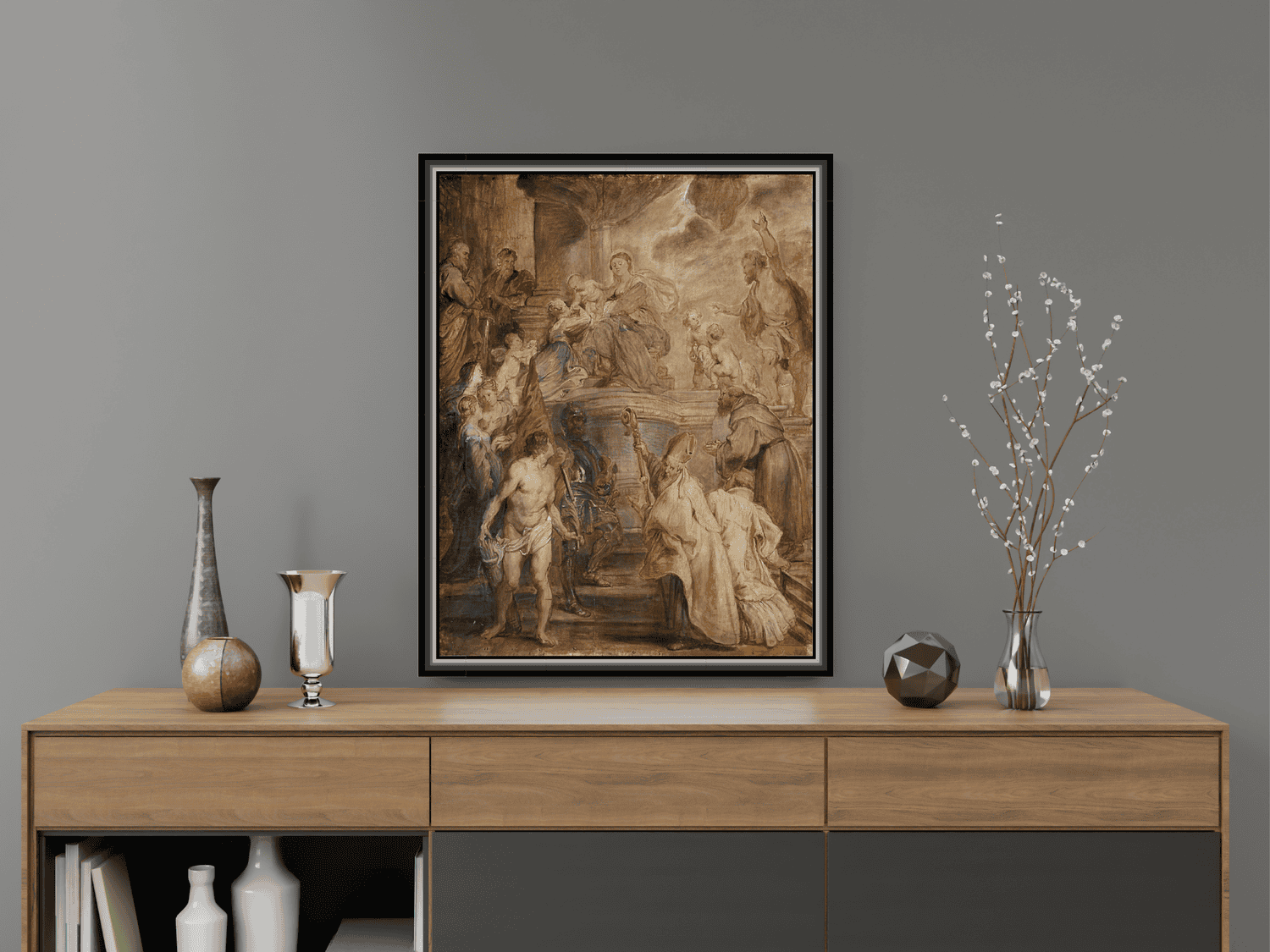 Die mystische Vermählung der heiligen Katharina (Entwurf für das Hochaltarbild der Augustinerkirche in Antwerpen) | Peter Paul Rubens