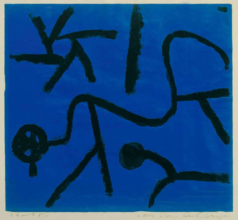 Kunstdruck von „Dieser Stern lehrt beugen“ von Paul Klee mit symbolischer Sternendarstellung und abstrakter Komposition.