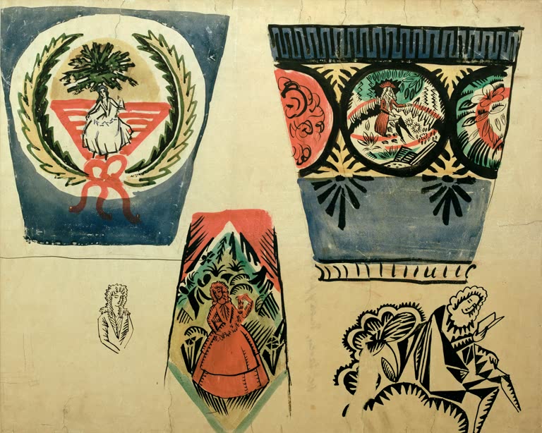 Kunstdruck des Gemäldes „Drei Vasen“ von August Macke. Hochwertig in Deutschland von Hand gefertigt, erhältlich als Poster oder Leinwand und optional gerahmt.