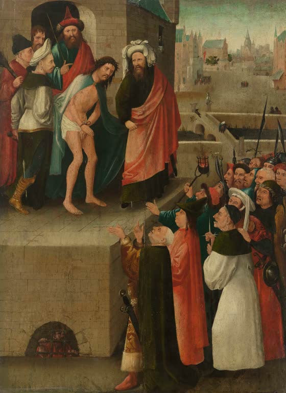 Kunstdruck „Ecce Homo“ von Hieronymus Bosch mit Christus vor der Menge und eindringlicher Passionsszene