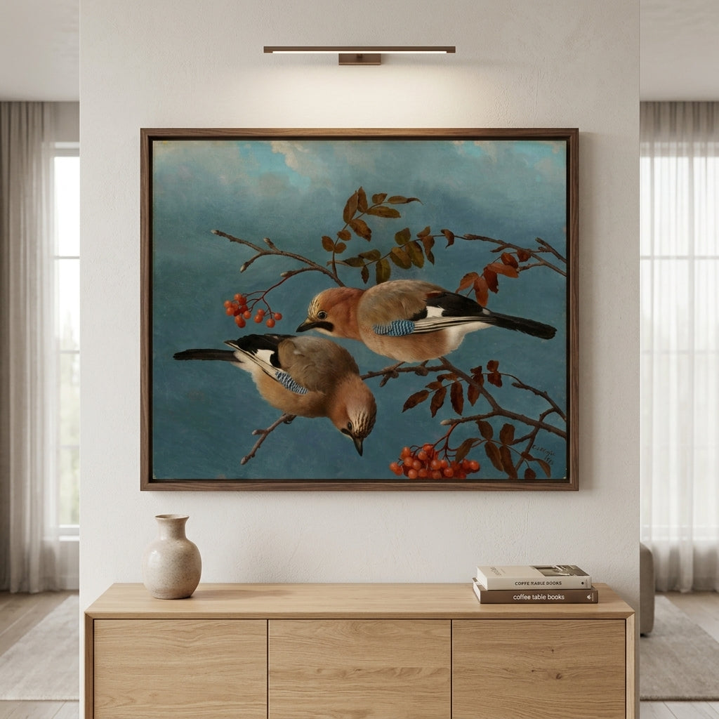 Eichelhäher als Kunstdruck von Ferdinand von Wright in schönem Blauton