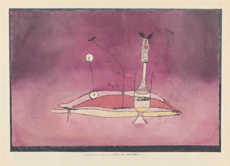 Kunstdruck „Ein Bild aus dem Boudoir“ von Paul Klee mit abstrahierter, stilisierter Komposition und charakteristischer Farbgestaltung