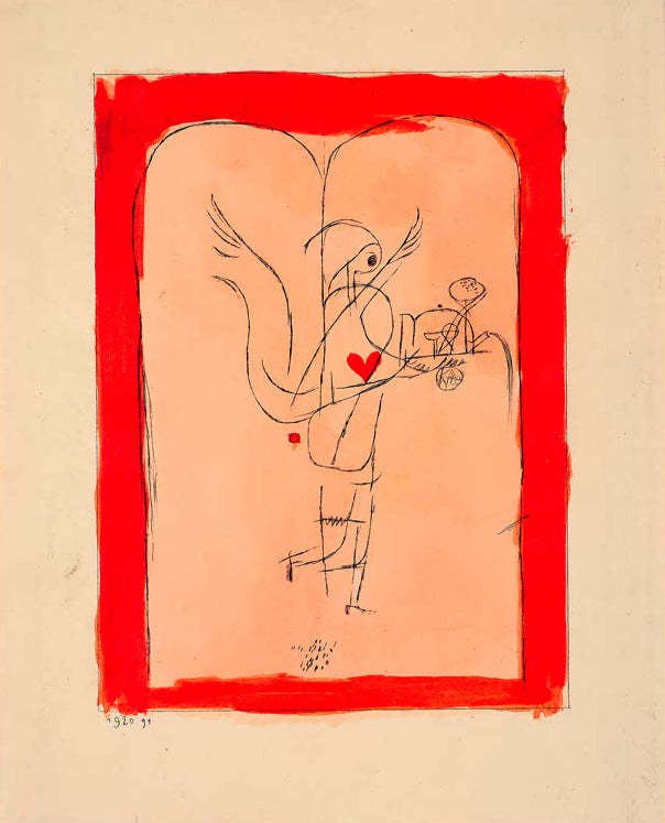 Kunstdruck des Gemäldes „Ein Engel bringt, was gewünscht wird“ von Paul Klee – hochwertige Reproduktion eines poetischen Kunstwerks mit symbolischem Engelmotiv.