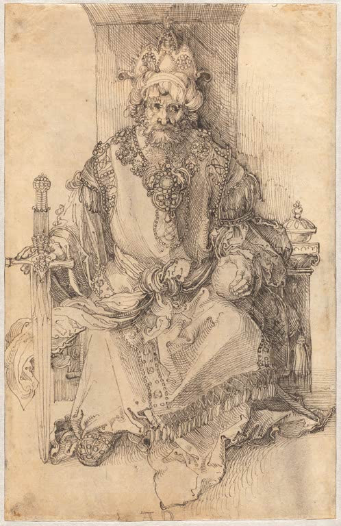 Kunstdruck „Ein orientalischer Herrscher auf seinem Thron“ von Albrecht Dürer