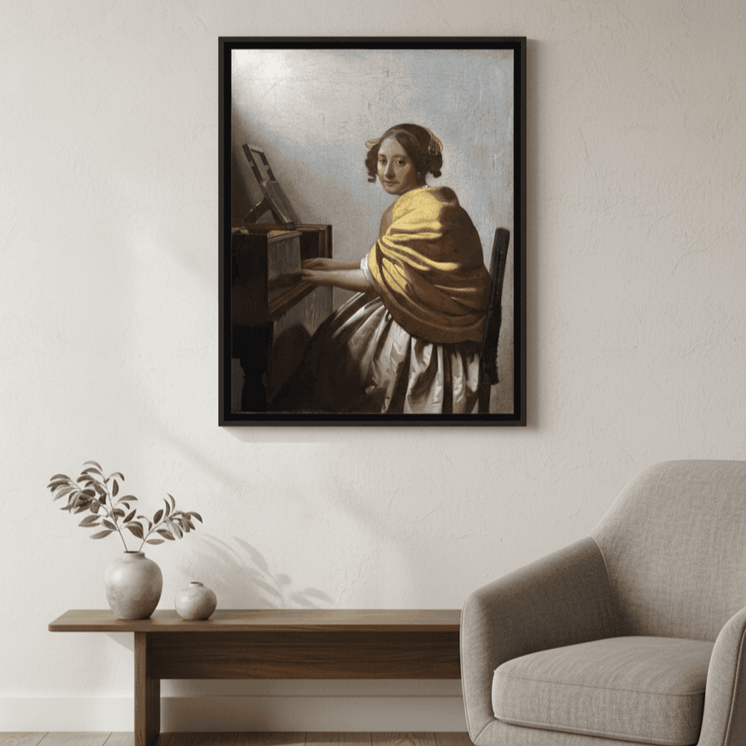 Eine junge Frau sitzt bei den Virginals | Johannes Vermeer