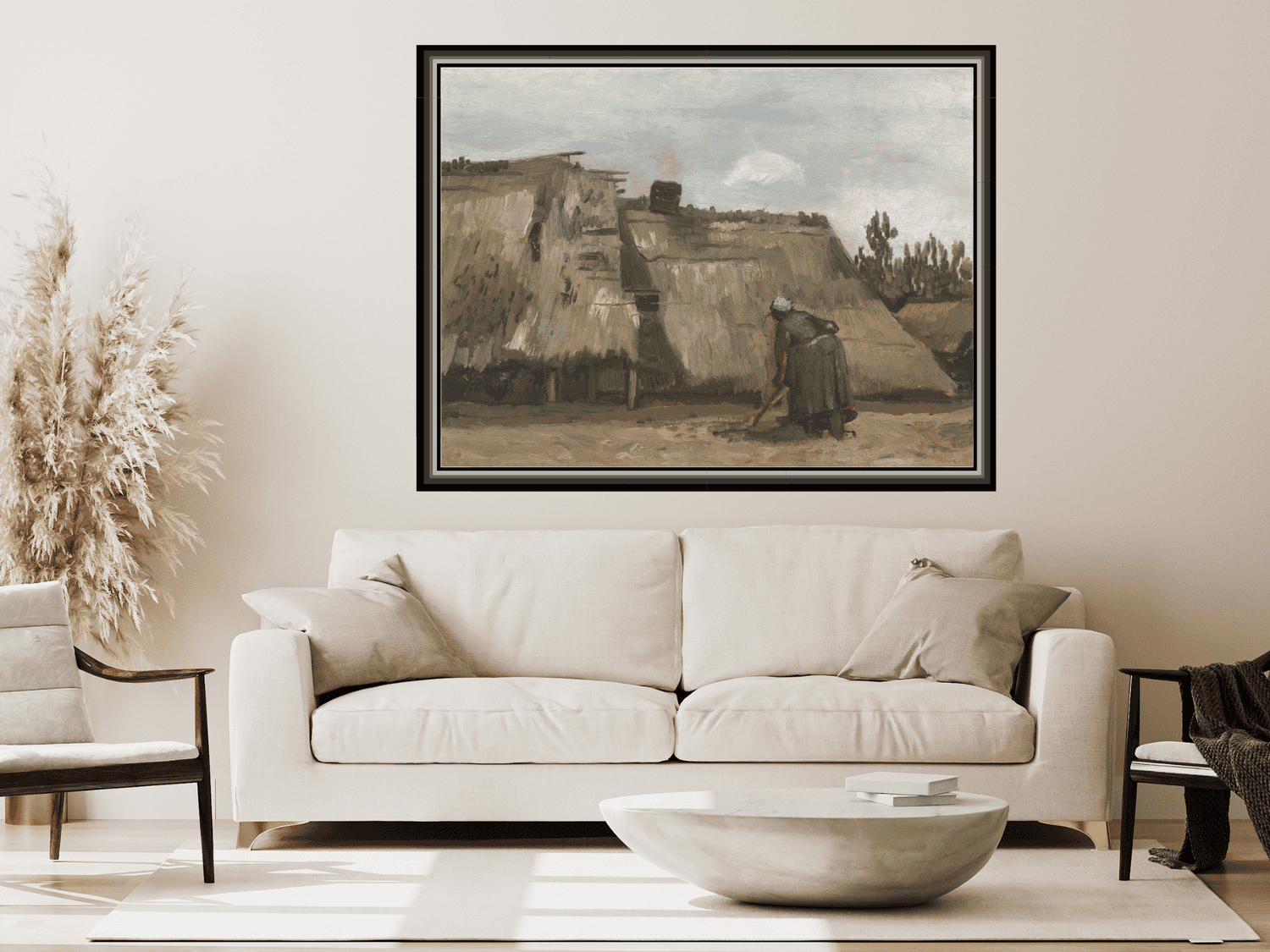 Eine Bäuerin gräbt vor ihrem Häuschen | Vincent van Gogh