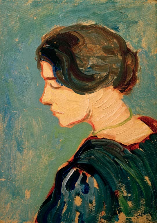 Kunstdruck des Gemäldes „Elisabeth Macke, Studienkopf“ von August Macke. Hochwertig in Deutschland von Hand gefertigt, erhältlich als Leinwand oder Poster und optional gerahmt.