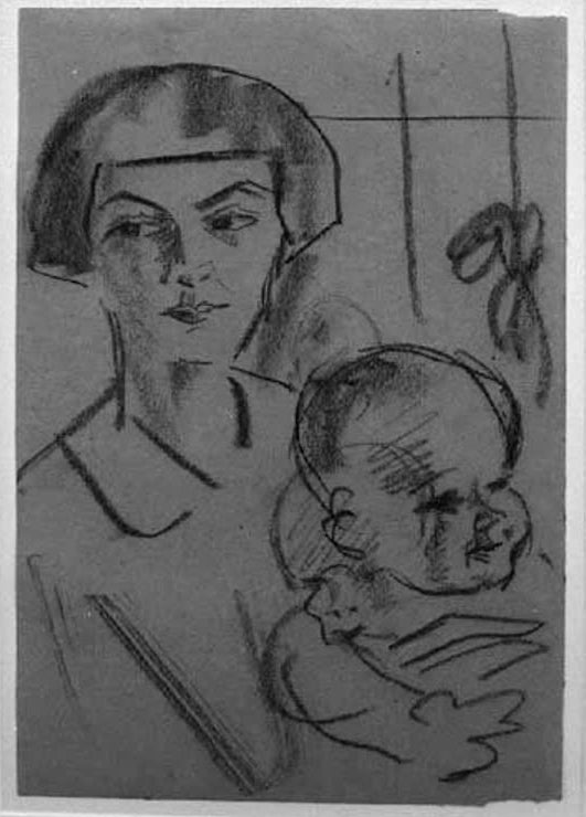 Kunstdruck des Gemäldes „Elisabeth mit Söhnchen Wolfgang“ von August Macke. Hochwertig in Deutschland von Hand gefertigt, erhältlich als Leinwand oder Poster und optional gerahmt.