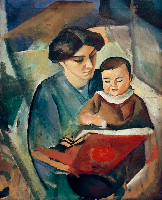 Kunstdruck des Gemäldes „Elisabeth und Walterchen“ von August Macke. Hochwertig in Deutschland von Hand gefertigt, erhältlich als Poster oder Leinwand und optional gerahmt.
