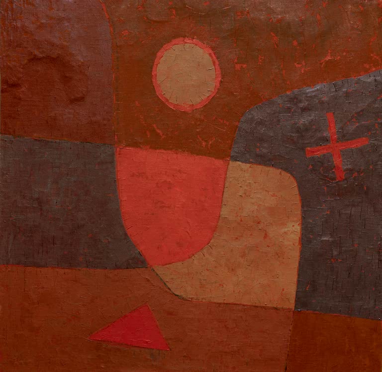 Kunstdruck des Gemäldes Engel im Werden von Paul Klee, handgefertigt in Deutschland als hochwertiger Kunstdruck.