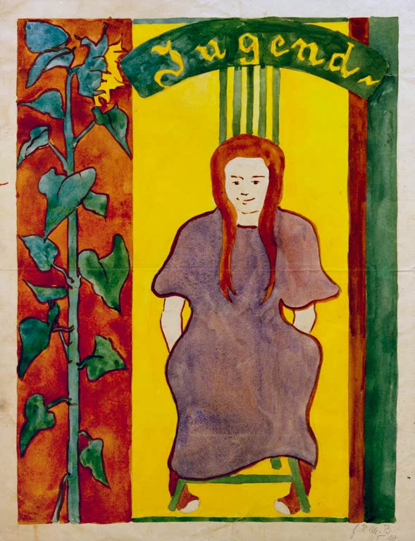 Kunstdruck von Entwurf für ein Titelblatt der Münchener Zeitschrift 'Jugend' von Paula Modersohn-Becker – kunstvoller Entwurf als hochwertiger Kunstdruck.