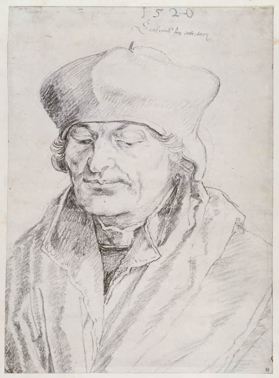 Kunstdruck des Gemäldes „Erasmus von Rotterdam“ von Albrecht Dürer. Hochwertiger Fine-Art-Druck, in Deutschland per Hand gefertigt, erhältlich auf Leinwand oder als Poster.
