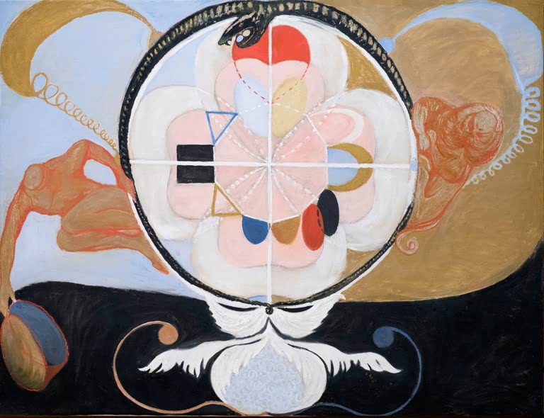 Kunstdruck „Evolution, Nr. 13, Gruppe VI“ von Hilma af Klint mit abstrakter, symbolischer Komposition