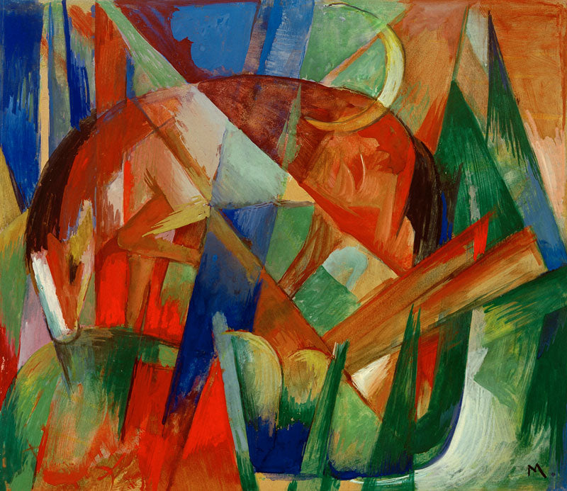 „Fabeltier II (Pferd)“ von Franz Marc als hochwertiger Kunstdruck – expressionistisches Pferd in leuchtenden Farben, erhältlich als Leinwand oder Poster, handgefertigt in Deutschland