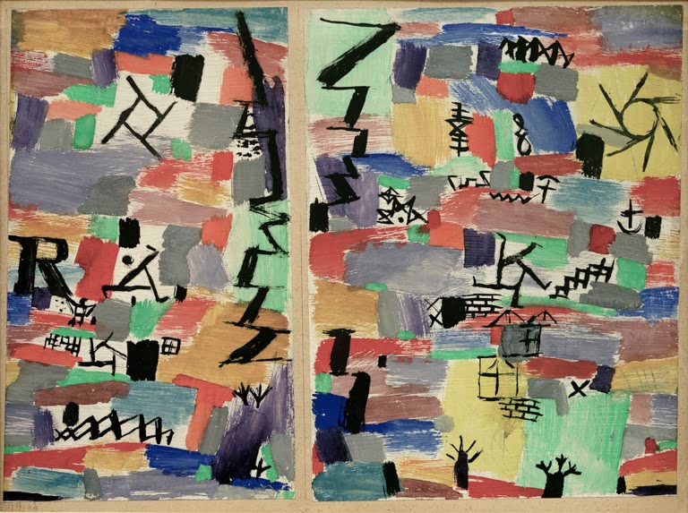 Kunstdruck „Farbig gebaut“ von Paul Klee