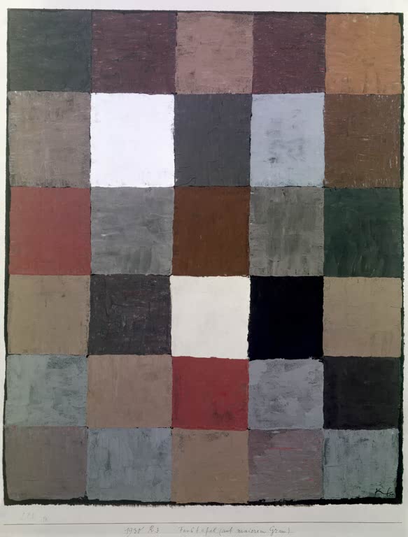 Kunstdruck „Farbtafel (auf majorem Grau)“ von Paul Klee