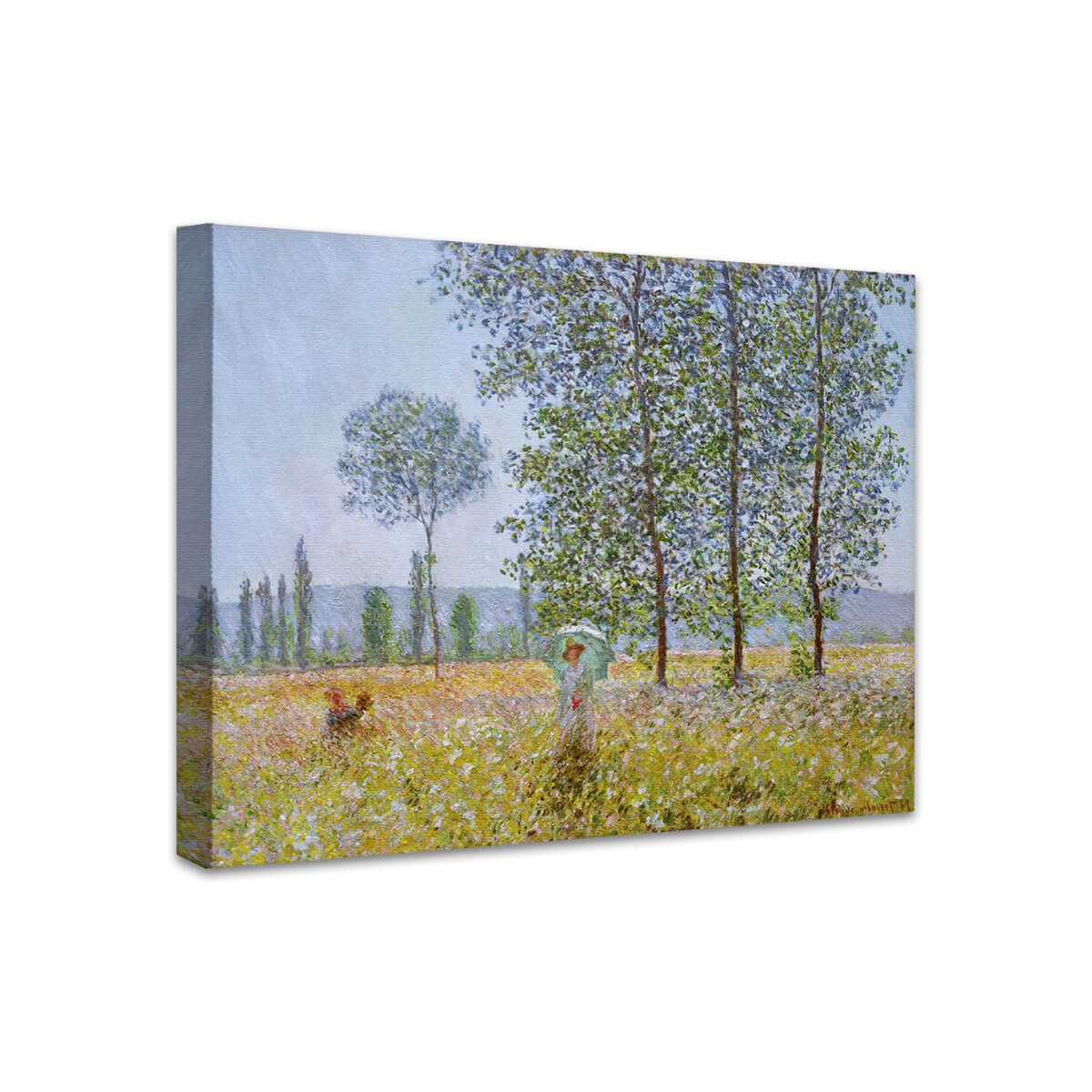 Felder im Frühling (Unter den Pappeln bei Sonne) | Claude Monet