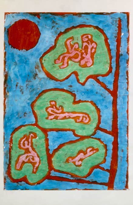 Kunstdruck „Figurale Blätter“ von Paul Klee mit abstrakten Blattformen und fantasievollen Figuren

