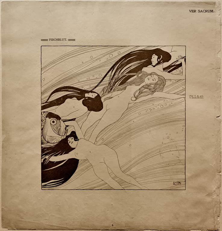 Kunstdruck des Gemäldes „Fischblut“ von Gustav Klimt – hochwertige Reproduktion eines symbolistischen Jugendstil-Kunstwerks.