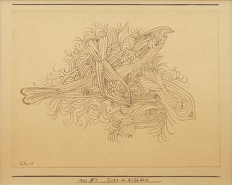 Kunstdruck „Fische im Wildbach“ von Paul Klee