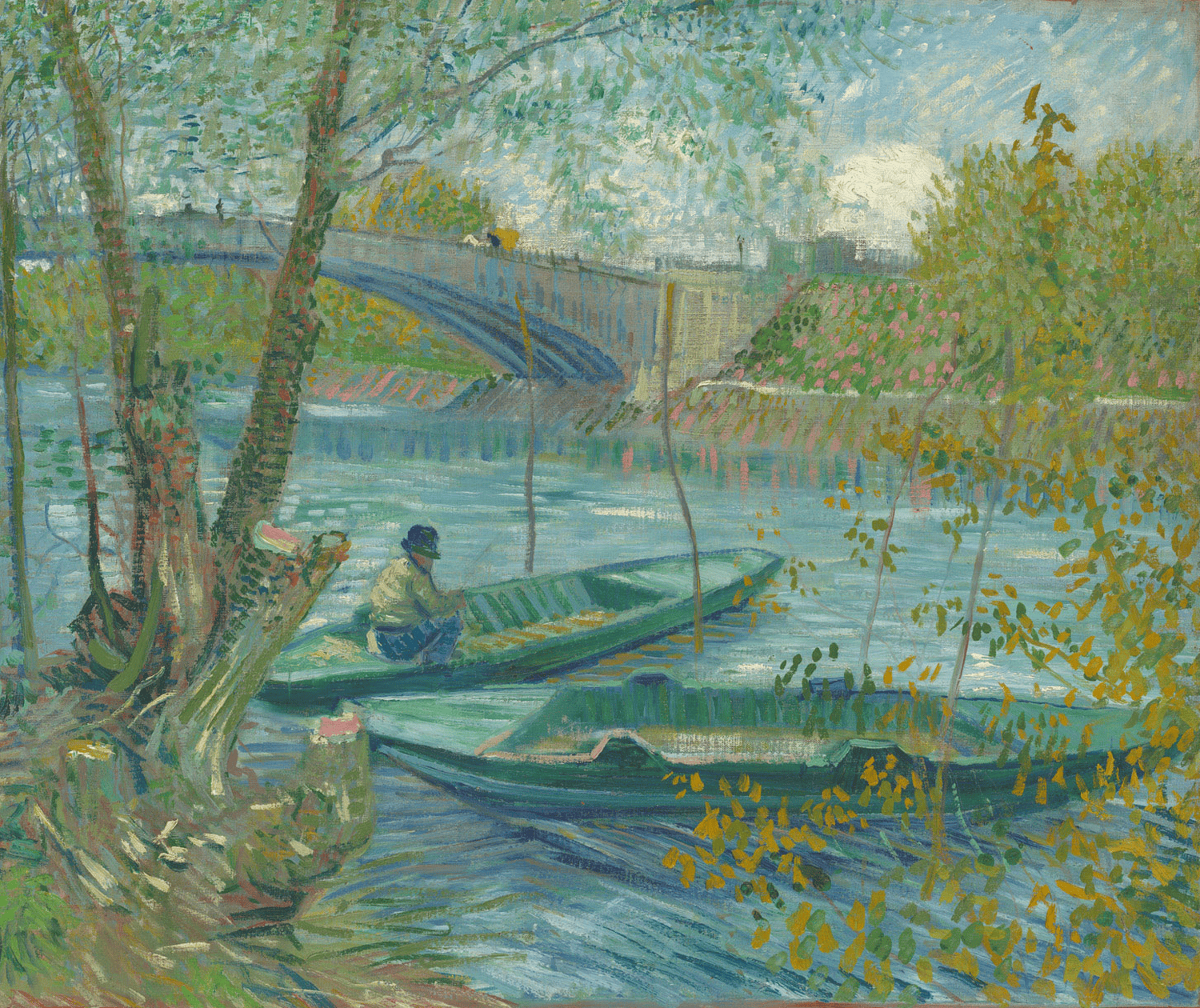 Angeln im Frühling, die Pont de Clichy (Asnières) - Vincent van Gogh