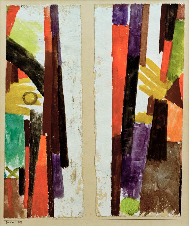 Kunstdruck des Gemäldes Flügelstücke zu 1915 45. – 1915,48 von Paul Klee, handgefertigt in Deutschland als hochwertiger Kunstdruck.