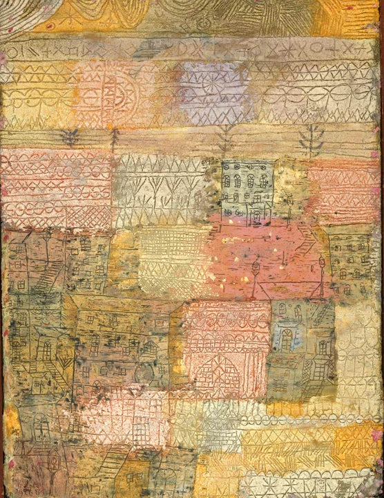 Kunstdruck „Florentiner Villen“ von Paul Klee mit abstrakter Darstellung von Villen und geometrischen Formen