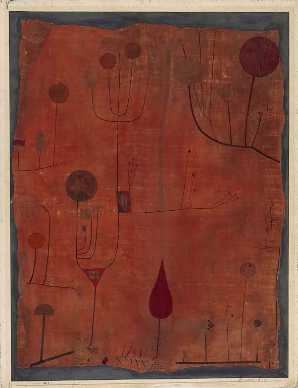 Kunstdruck „Früchte auf Rot“ von Paul Klee