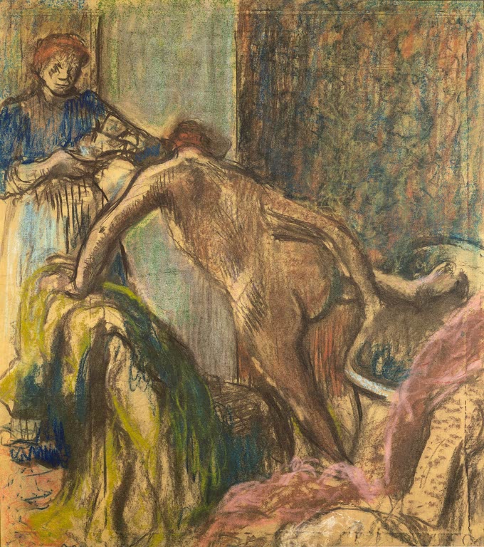 Kunstdruck des Gemäldes „Frühstück nach dem Bad“ von Edgar Degas, detailgetreu umgesetzt und hochwertig in Deutschland produziert.