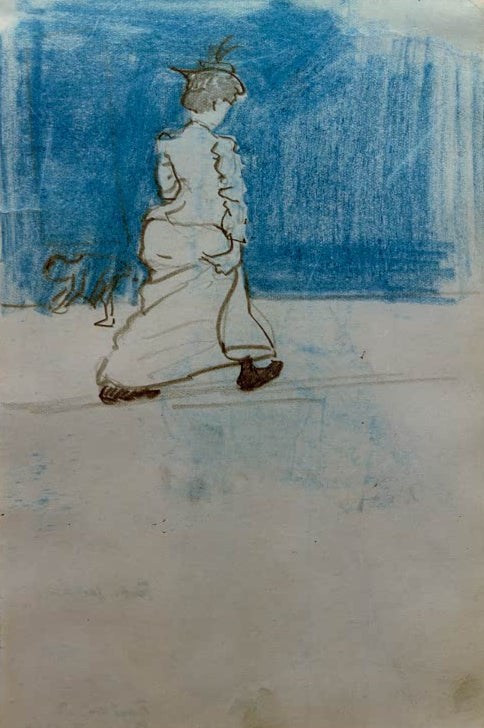 Kunstdruck des Gemäldes „Frau auf der Straße II“ von August Macke. Hochwertig in Deutschland von Hand gefertigt, erhältlich als Poster oder Leinwand und optional gerahmt.
