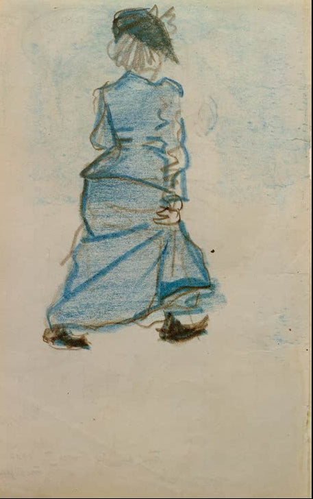 Kunstdruck des Gemäldes „Frau auf der Straße I“ von August Macke. Hochwertig in Deutschland von Hand gefertigt, erhältlich als Leinwand oder Poster und optional gerahmt.