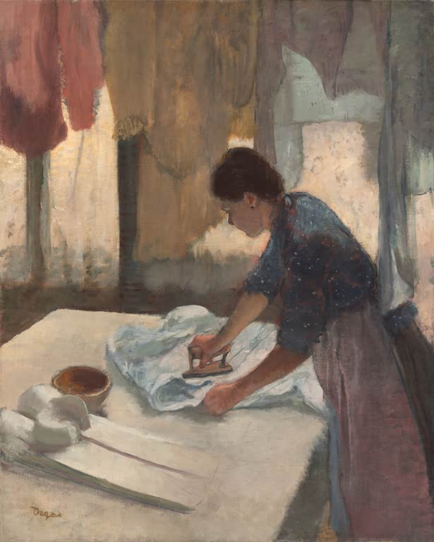 Kunstdruck des Gemäldes „Frau beim Bügeln“ von Edgar Degas, detailgetreu als Kunstdruck umgesetzt und in Deutschland von Hand gefertigt.