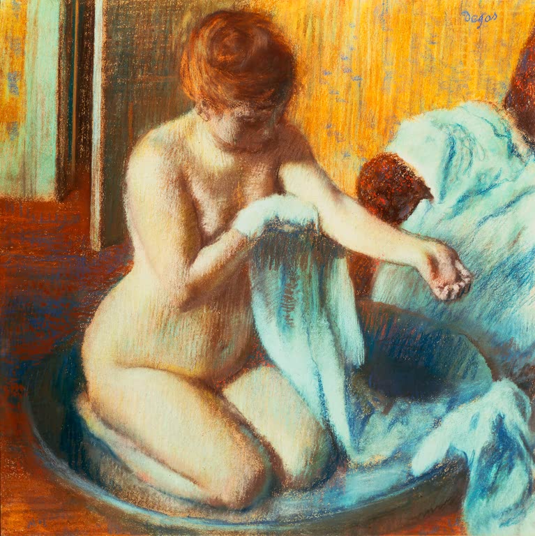 Kunstdruck von „Frau in der Wanne“ von Edgar Degas, handgefertigt in Deutschland als Leinwand oder Poster erhältlich