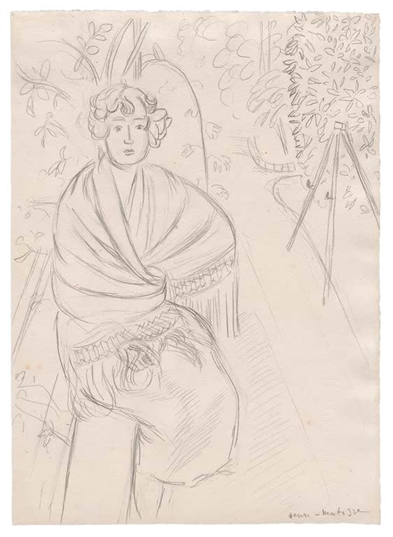 Kunstdruck „Frau mit Schal im Garten“ von Henri Matisse, handgefertigt in Deutschland