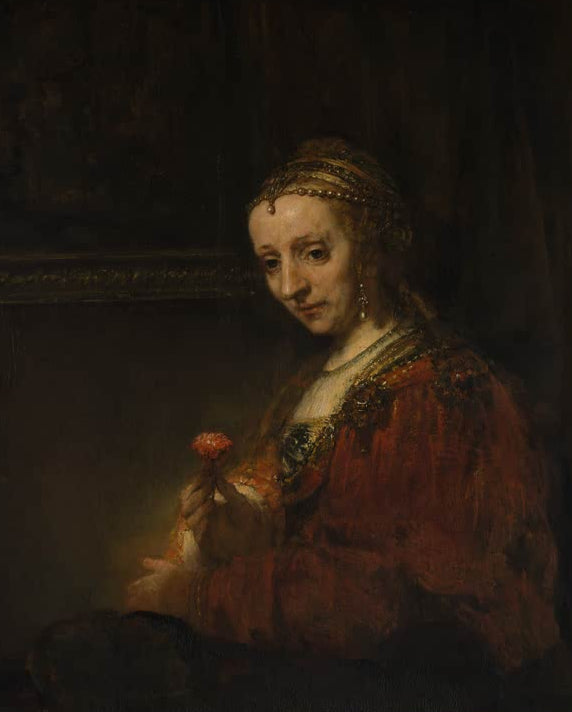 Kunstdruck Frau mit einer Nelke von Rembrandt van Rijn