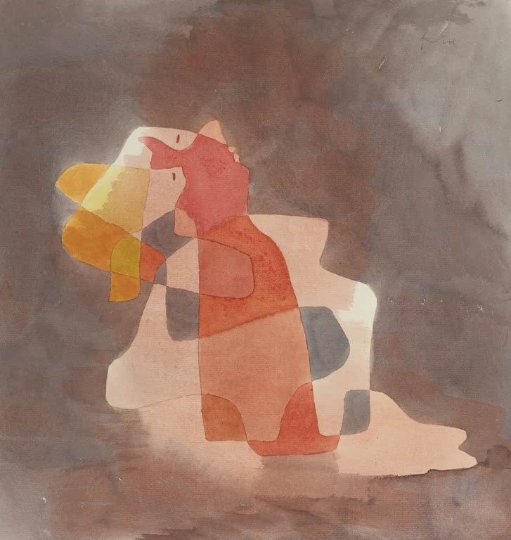 Kunstdruck „Frau, sich zurücklehnend“ von Paul Klee mit abstrahierter, sich zurücklehnender Frauenfigur