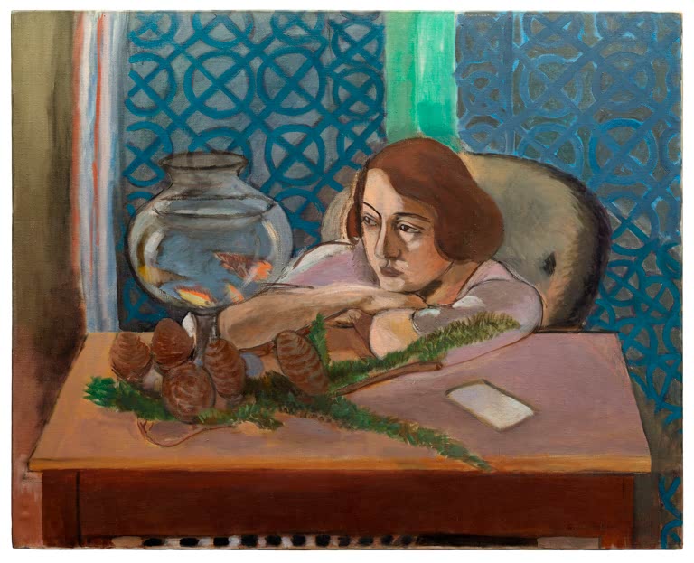 Kunstdruck „Frau vor einem Aquarium“ von Henri Matisse, handgefertigt in Deutschland
