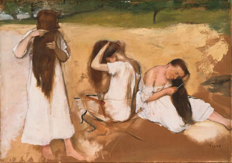 Edgar Degas Kunstdruck des berühmten Kunstwerks Frauen kämmen ihre Haare.