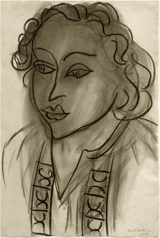 Kunstdruck des Gemäldes „Frauenkopf“ von Henri Matisse, erhältlich als Leinwand oder Poster, optional gerahmt, in Deutschland von Hand gefertigt.