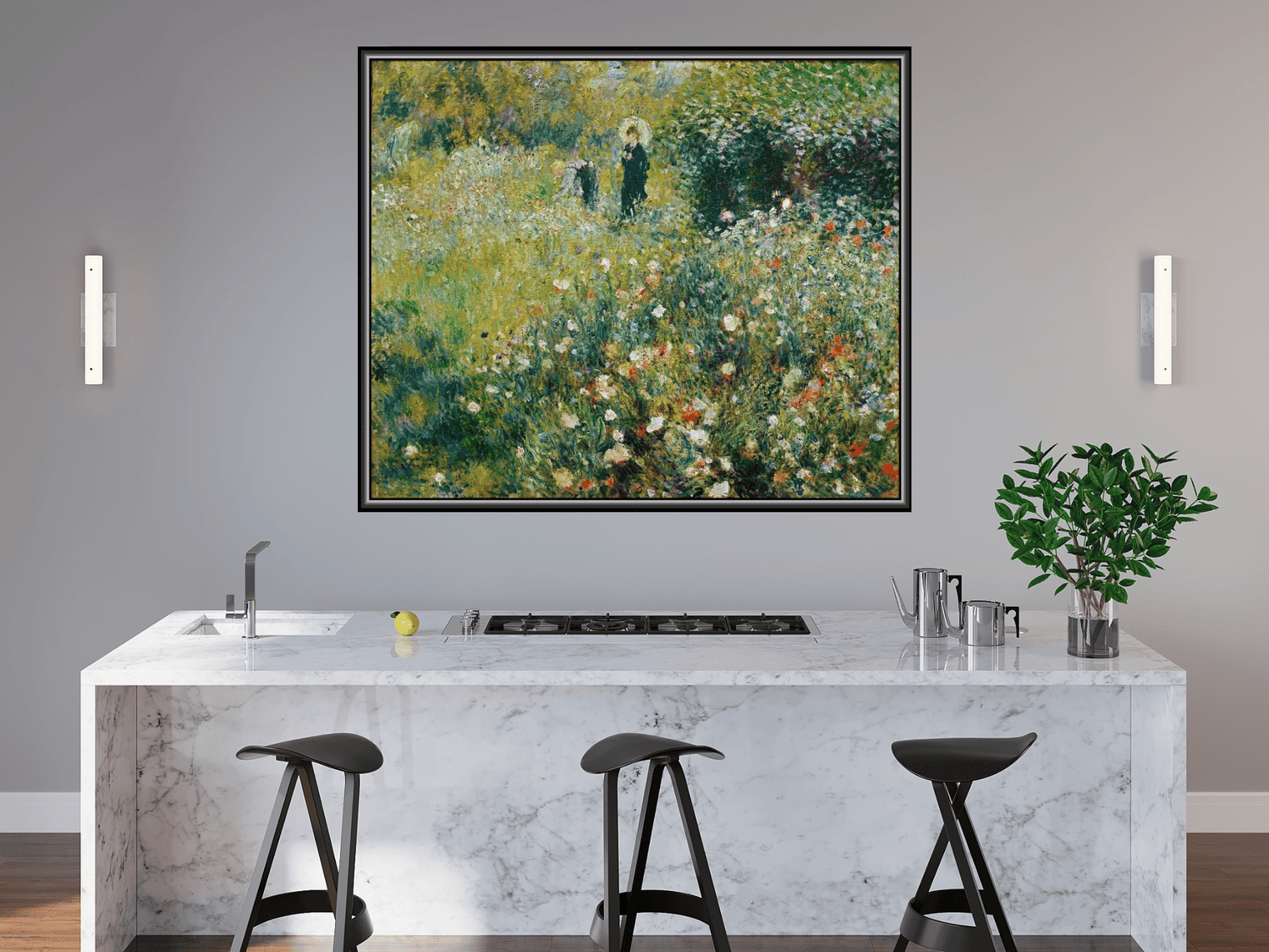 Frau mit Sonnenschirm in einem Garten | Pierre-Auguste Renoir