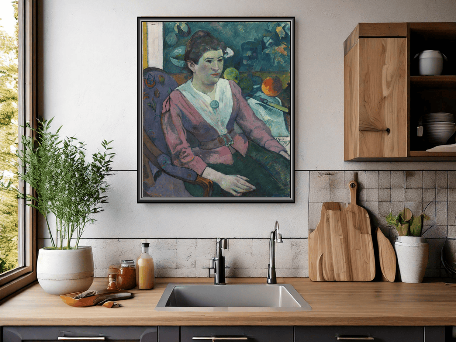 Frau vor einem Stillleben von Cézanne | Paul Gauguin