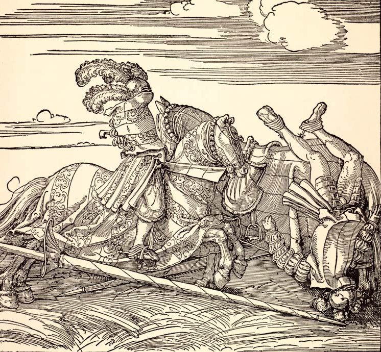 Kunstdruck „Freydal“ von Albrecht Dürer mit höfischer Turnier- und Ritterdarstellung der Renaissance