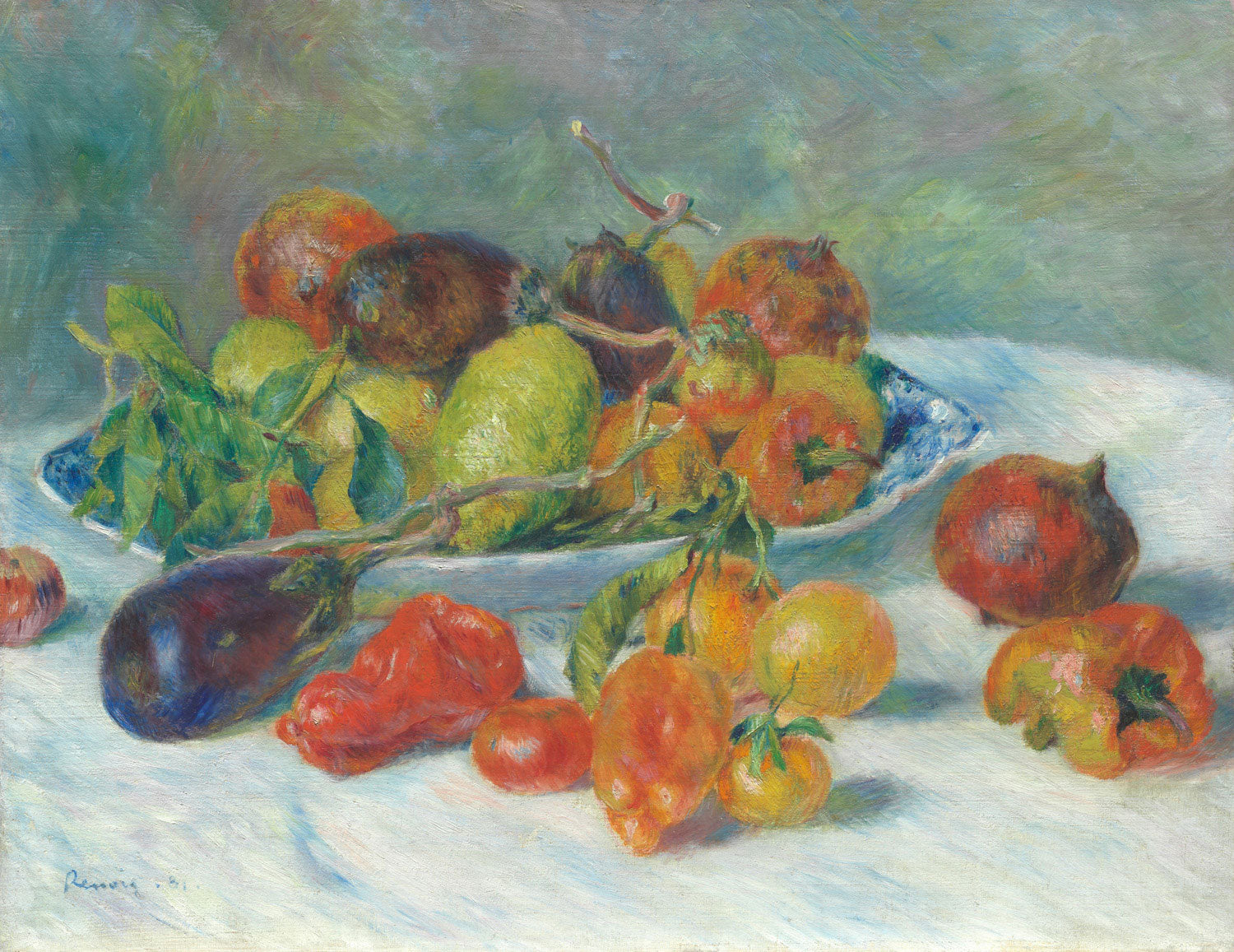 Das Gemälde "Früchte des Midi" von Pierre-Auguste Renoir zeigt eine lebendige Darstellung von üppigen Früchten des sonnigen Südens Frankreichs. Mit leuchtenden Farben und meisterhafter Lichtführung fängt Renoir die Pracht der Natur und das mediterrane Flair ein, was dem Werk zeitlose Eleganz verleiht.
