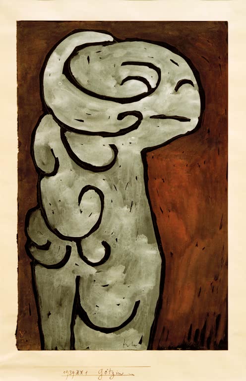 Kunstdruck des Gemäldes Götzin von Paul Klee, handgefertigt in Deutschland als hochwertiger Kunstdruck.