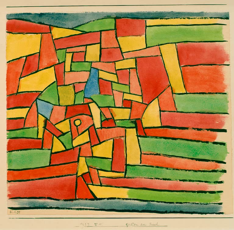 Kunstdruck „Garten am Bach“ von Paul Klee, handgefertigt in Deutschland